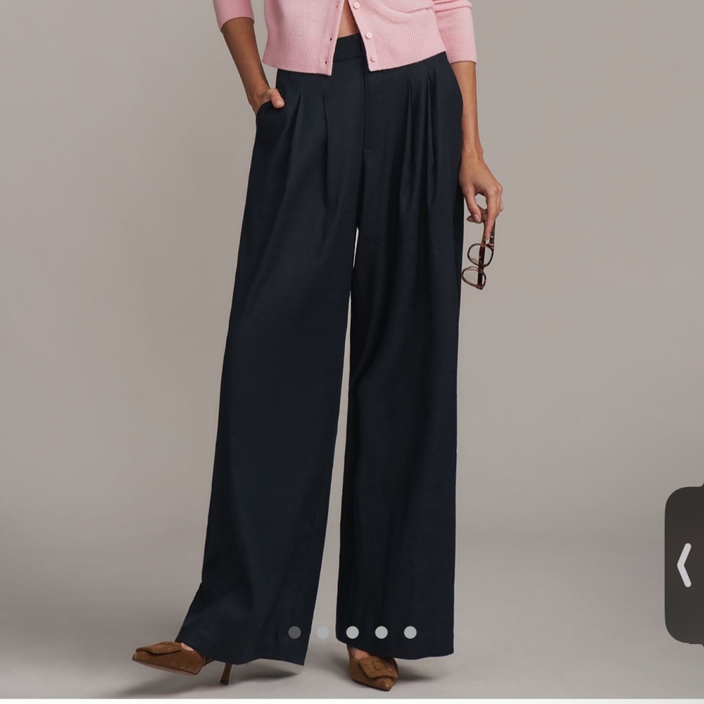 Anthropologie Navy Wide-Leg Pants